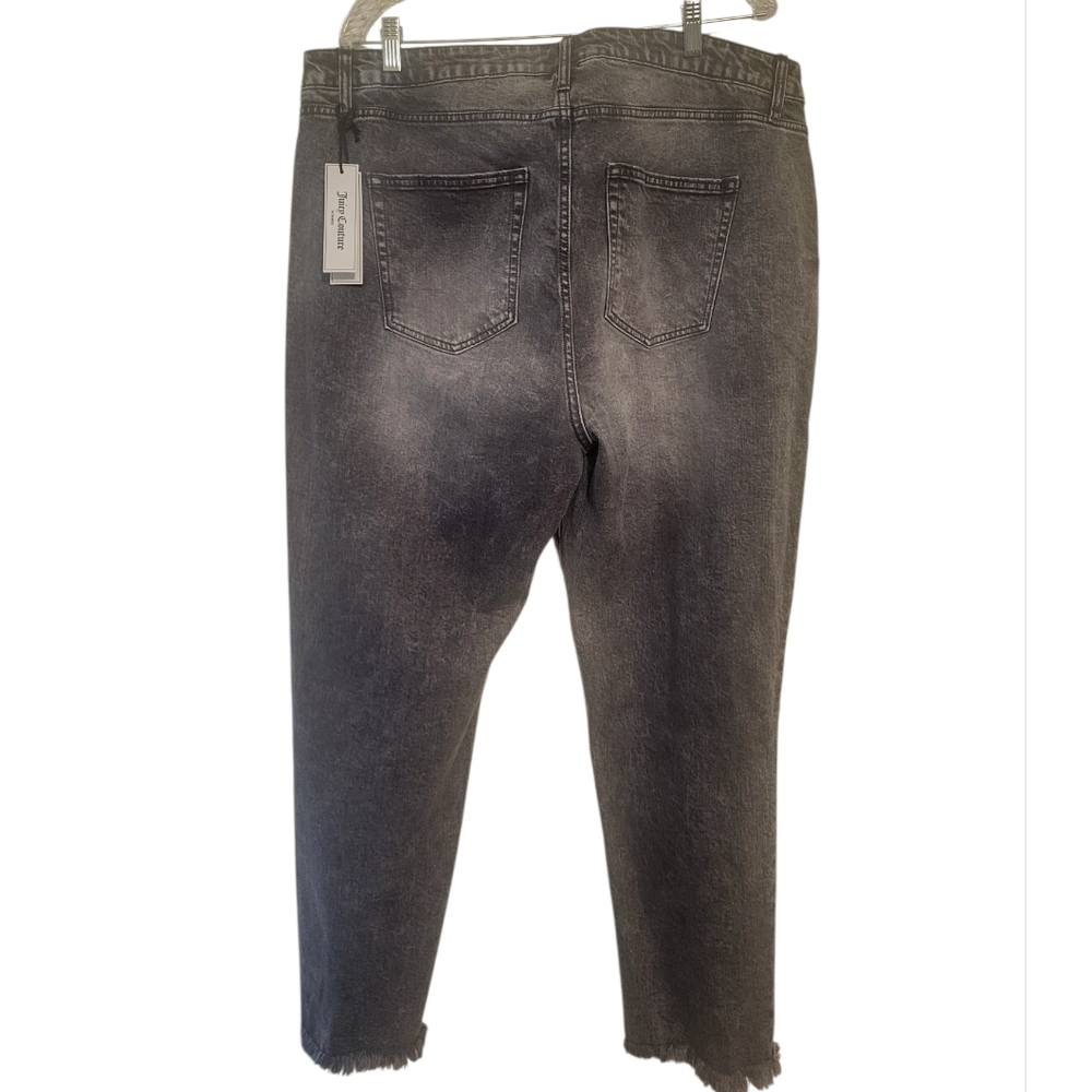 Juicy Couture Venice Grey Marble Wash Straight Leg Frayed Hem Jeans Plus 20W NWT - Picture 2 of 8